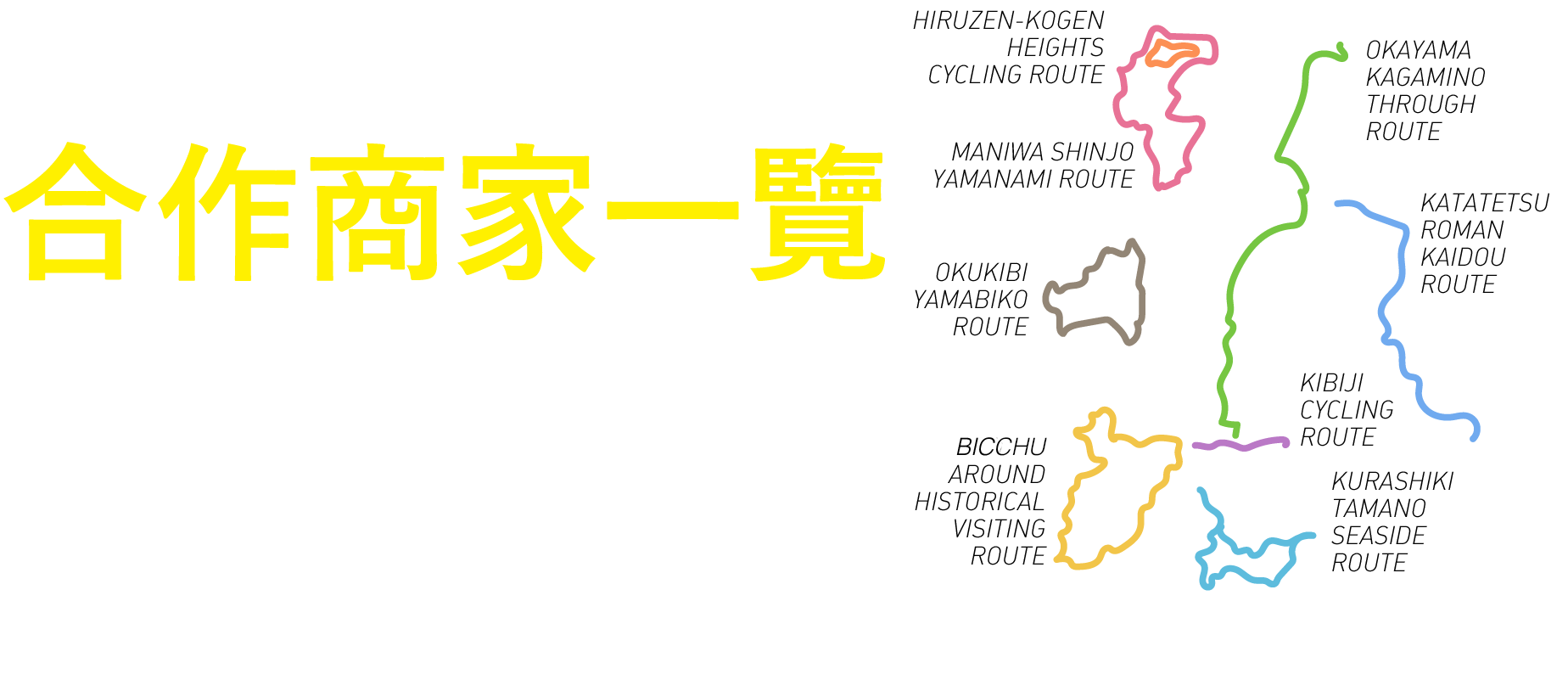 合作商家一覽 有百間合作商家為您的岡山單車遊做後勤補給！