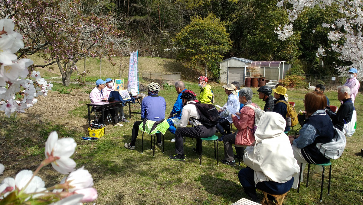 宗堂桜での現地ガイドと紙芝居