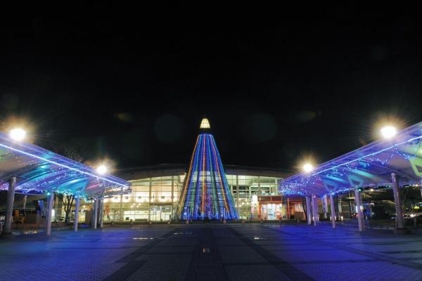 井原駅ライトアップ