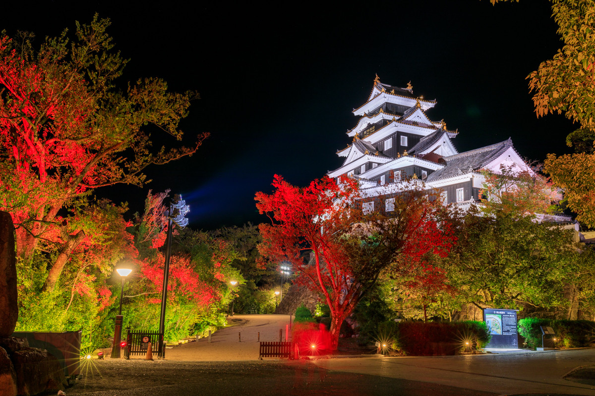 観光名所紅葉ライトアップ！岡山後楽園「秋の幻想庭園」と岡山城「秋の烏城灯源郷」2023