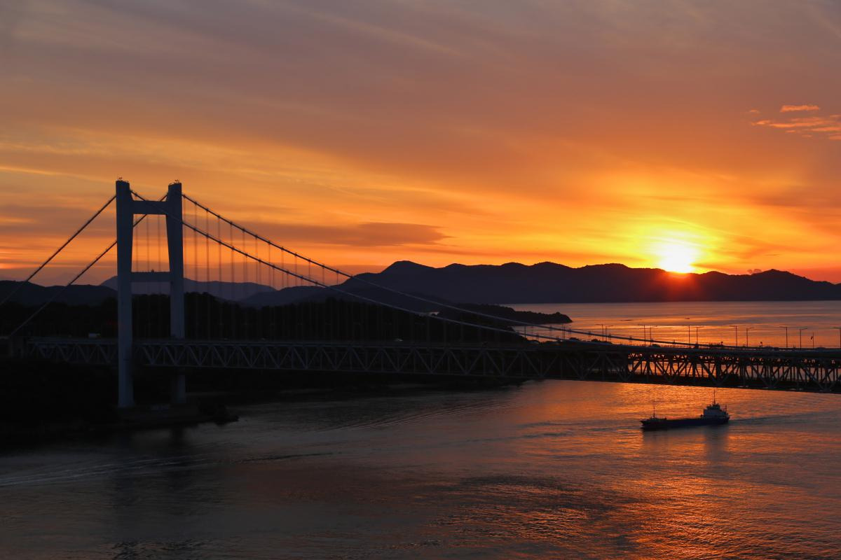 鷲羽山からの夕日（第二展望台）