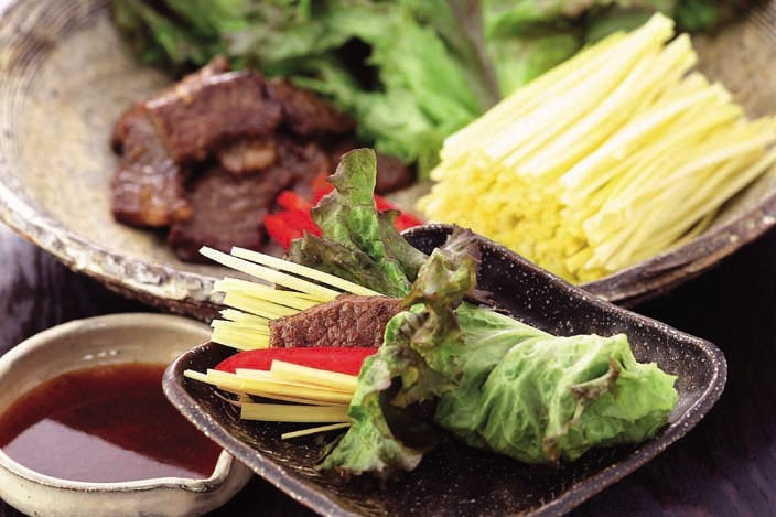 黄ニラと焼肉の野菜包み