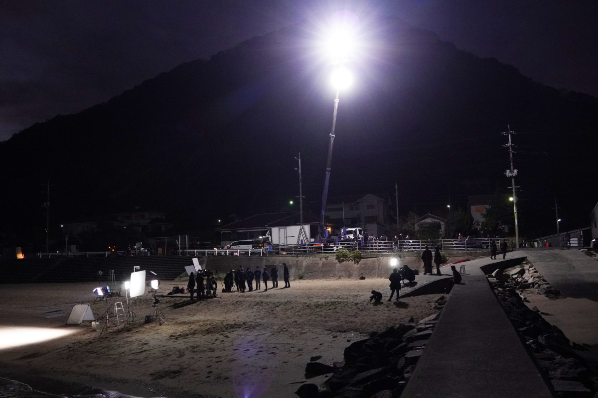青佐鼻海岸（気温が下がる中、夜の撮影）