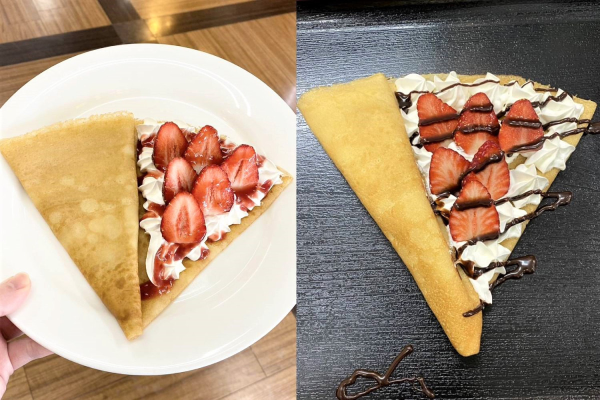 農マル園芸吉備路農園「ガーデンズカフェ」のいちごクレープ、いちごチョコクレープ