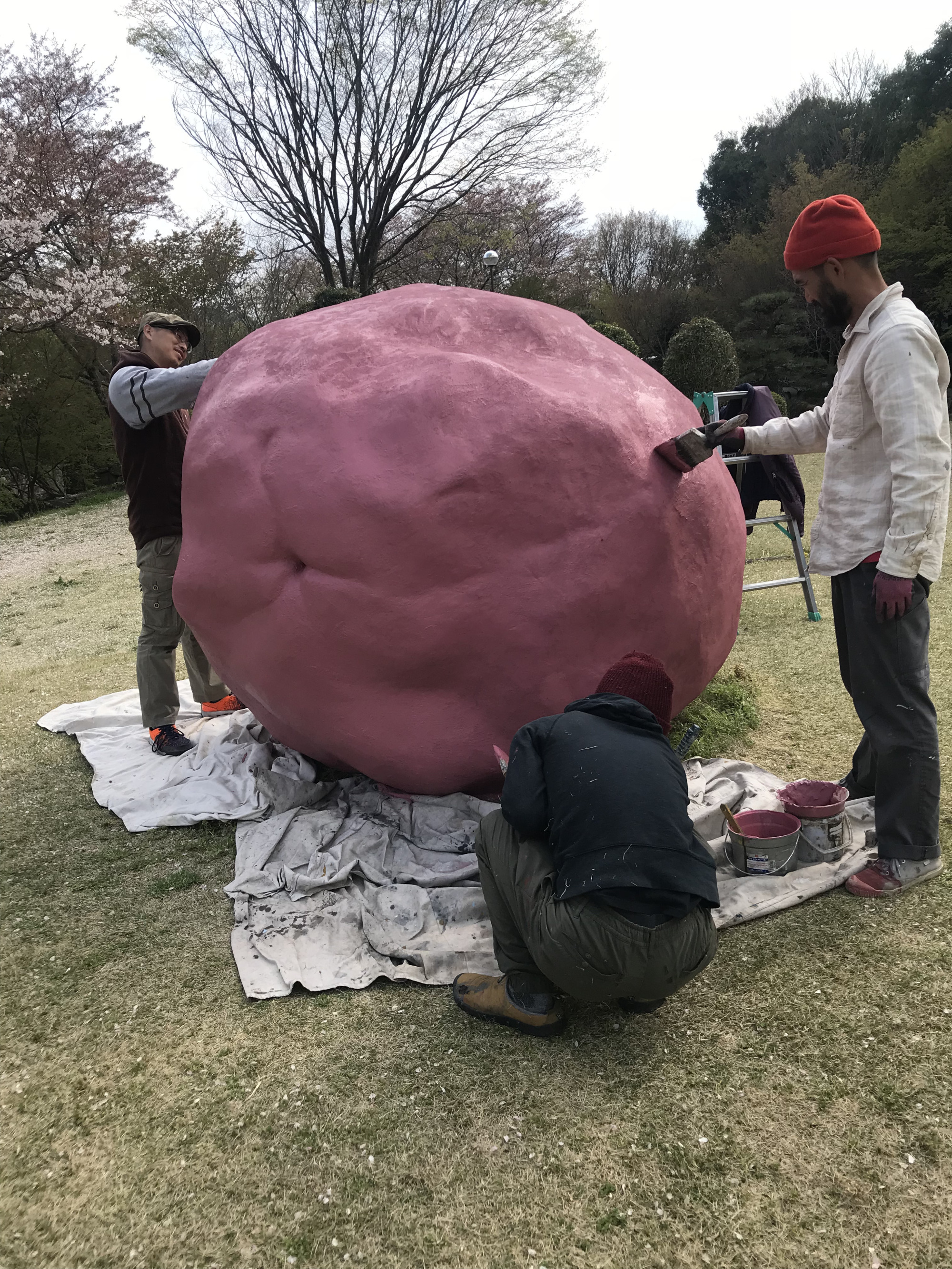梅干しアートの制作風景