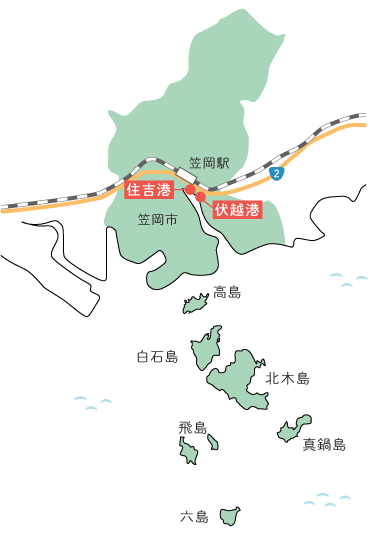 白石島アクセスマップ