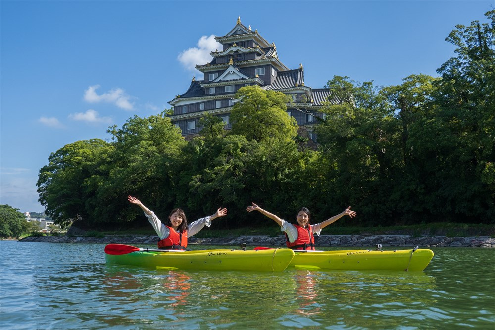 「日本100名城」岡山城を川面から眺める！初心者も安心のカヌーエコツアー