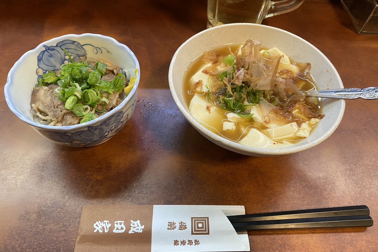 中店の鳥酢と湯豆腐