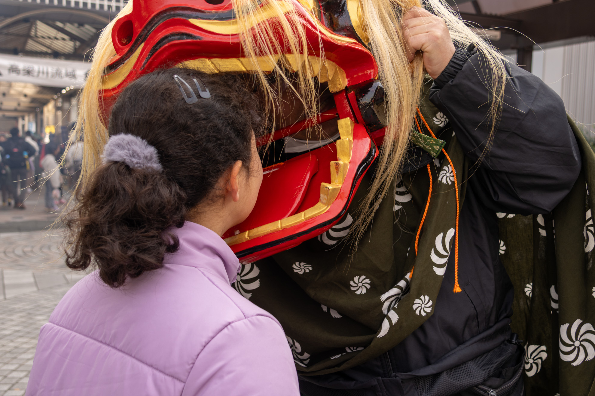 獅子にかぶりつかれて無病息災を祈ります