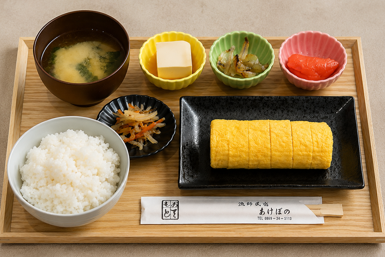 自信作「だし巻きセット」（画像提供：Stay＆Cafe Akebono）