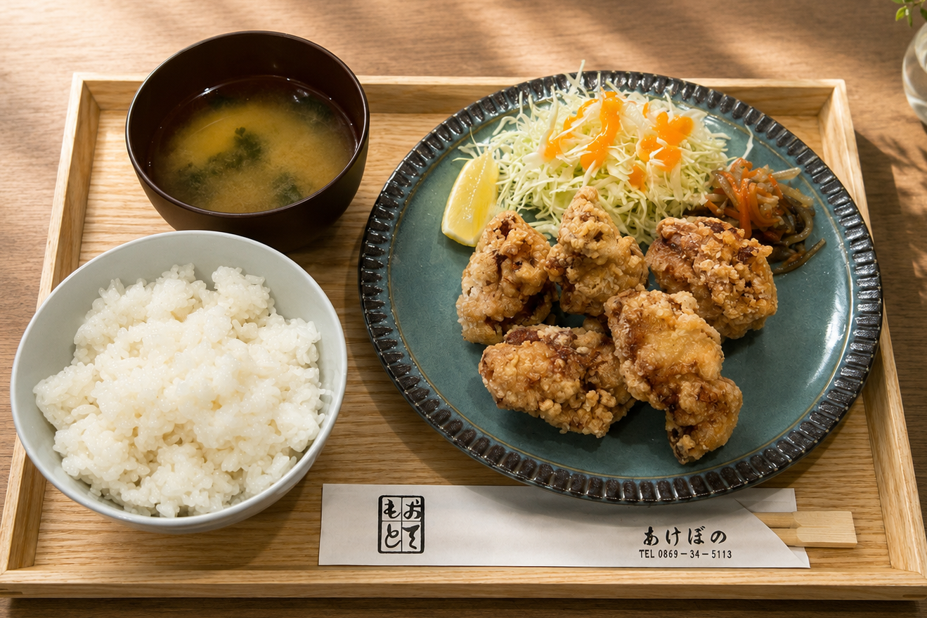 定番の「唐揚げセット」（画像提供：Stay＆Cafe Akebono）