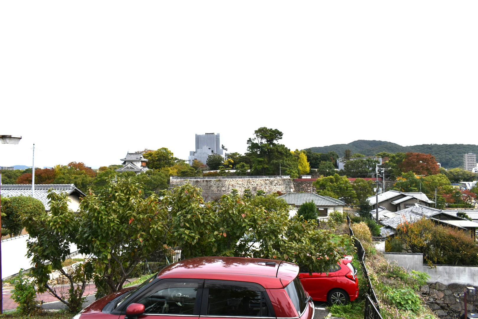 石山から見た岡山(2021年頃の岡山城)