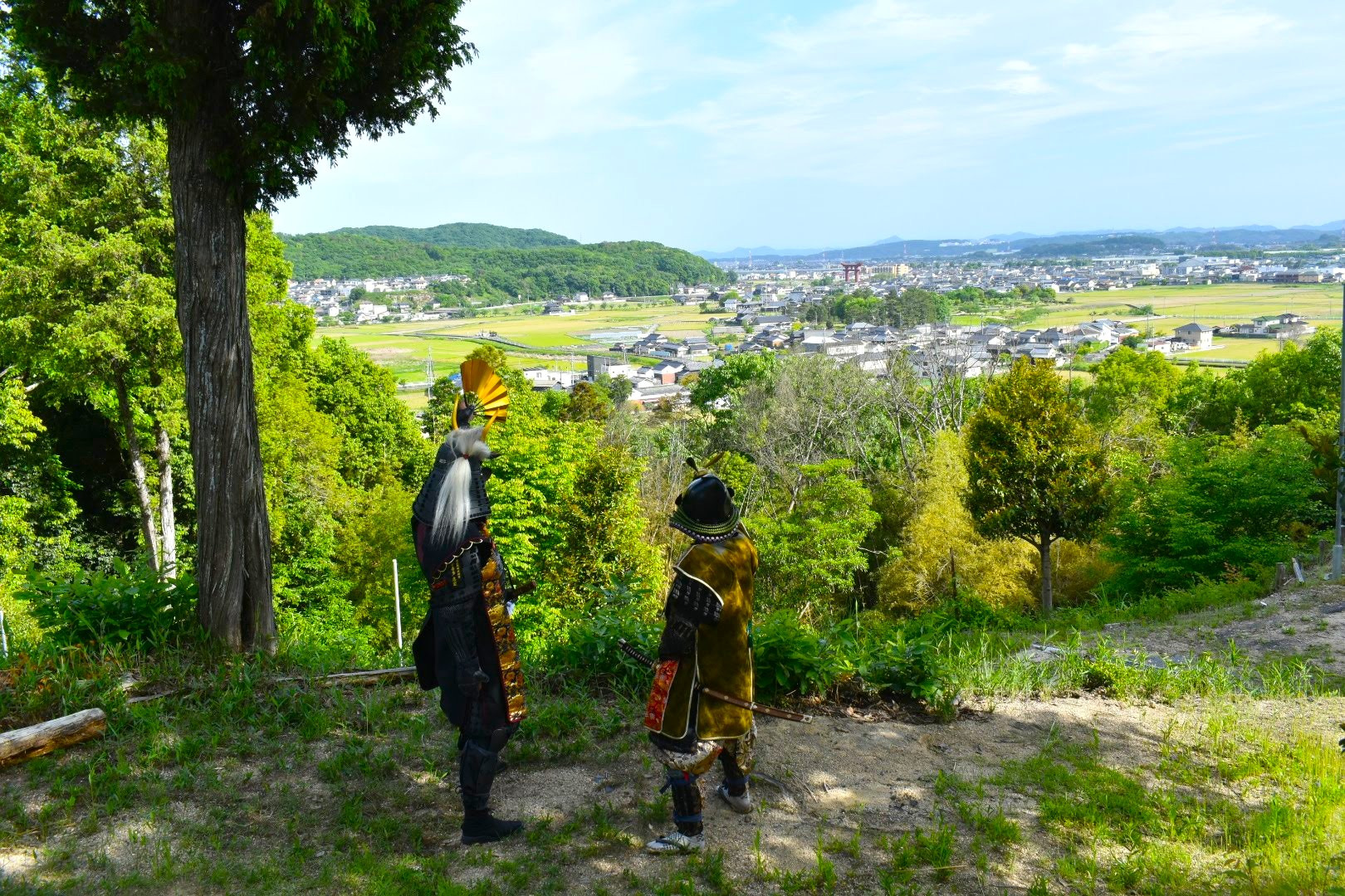 備中高松城の戦い・宇喜多忠家陣跡より備中高松城を望む