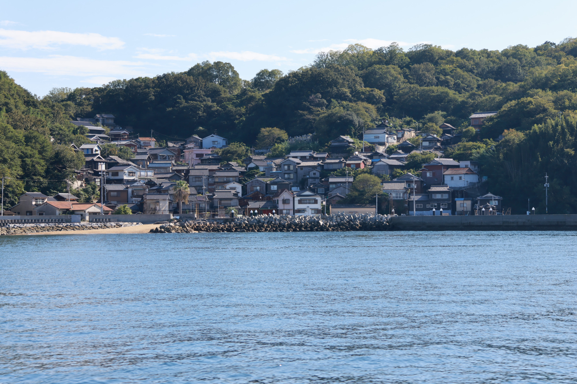 船上から見る真鍋島・岩坪港付近