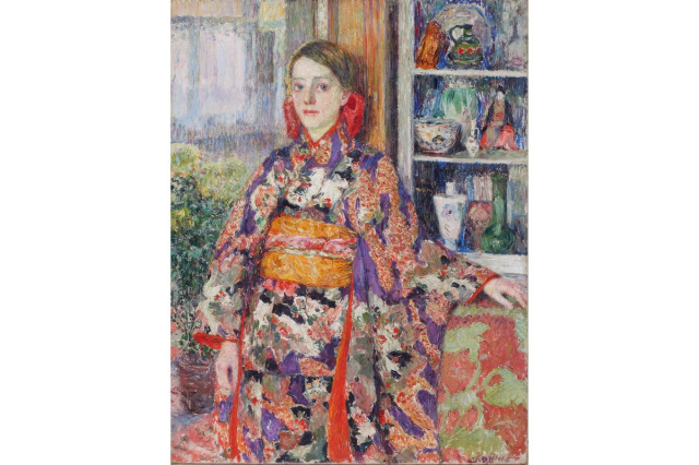 『和服を着たベルギーの少女』　児島虎次郎作