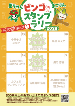 ビンゴカードの一例(カードは何種類かあります。)