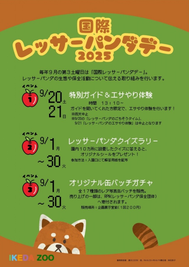 池田動物園　「国際レッサーパンダデー2025」