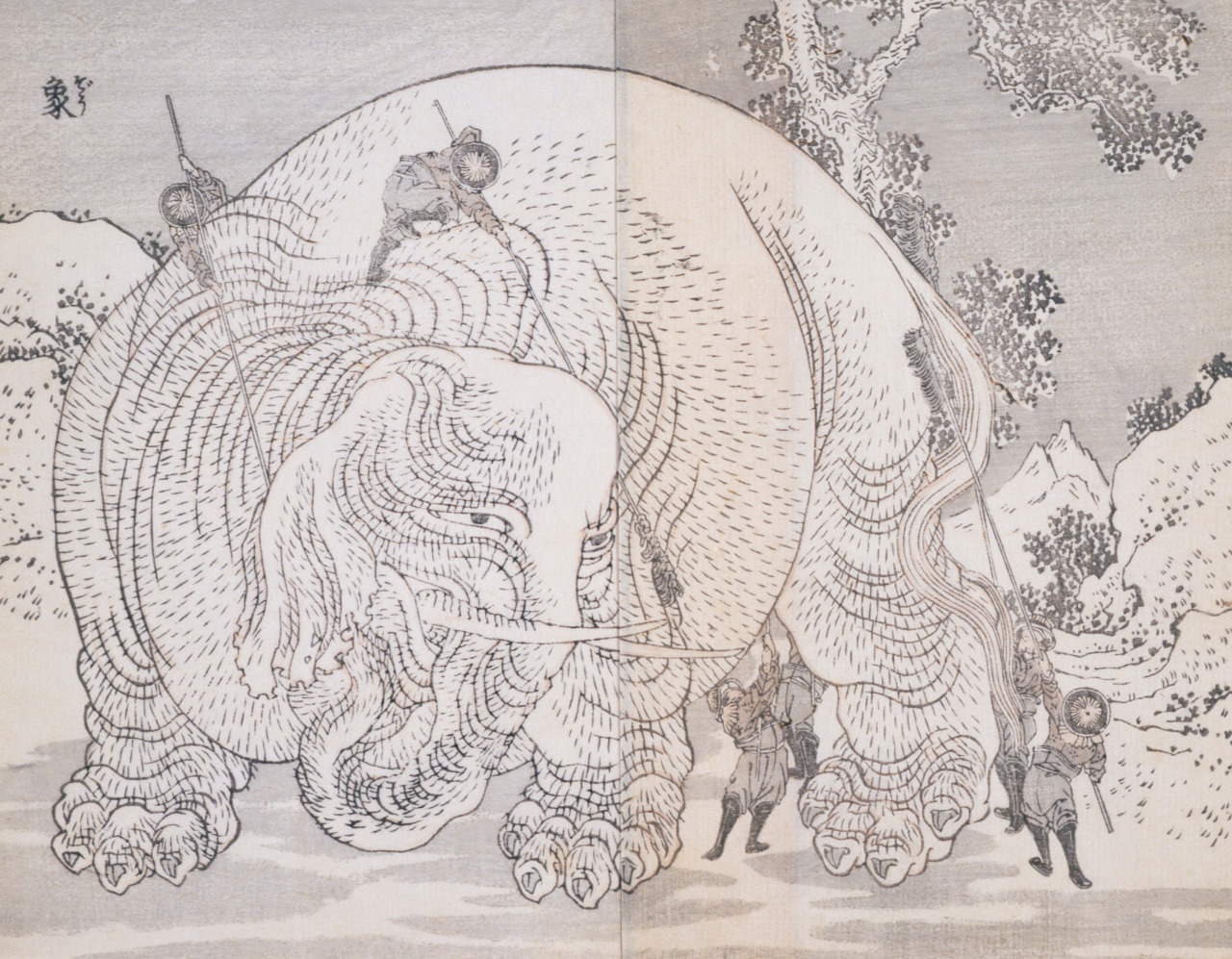 『北斎漫画』十三編《象の手入れ》1849(嘉永2)年 浦上コレクション